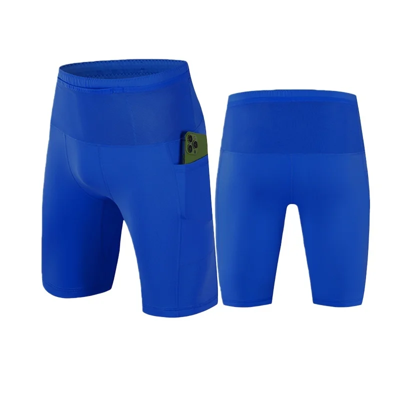 Herren High-Waist Kompressions-Laufshorts Schnelltrocknend Atmungsaktiv Fitness-Workout Marathon-Shorts mit Taschen – Detail 1