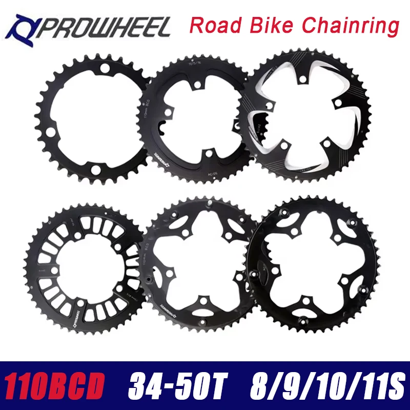 PROWHEEL 110BCD Chainring 34T 50T ROAD Bike Chainwheel Ultralight 5 Bolt 4 Bolt Bicycle Chain Ring Mtb Crankset Bike Parts