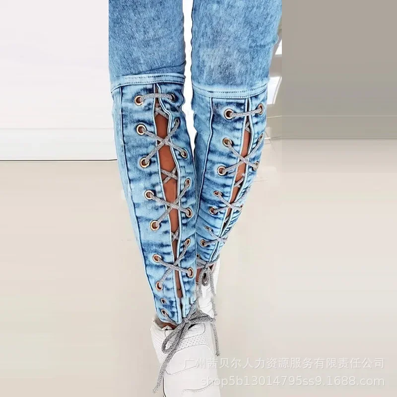 Womens Pants Spring Creative Strap Corns Jeans for Women