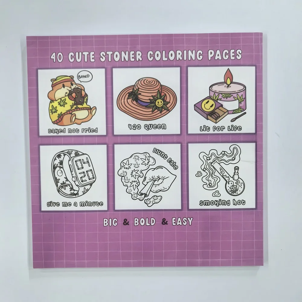 كتاب تلوين للبالغين من Stoner Girl - أنماط جريئة وسهلة ولطيفة، هدية مريحة لحفلات أعياد الميلاد