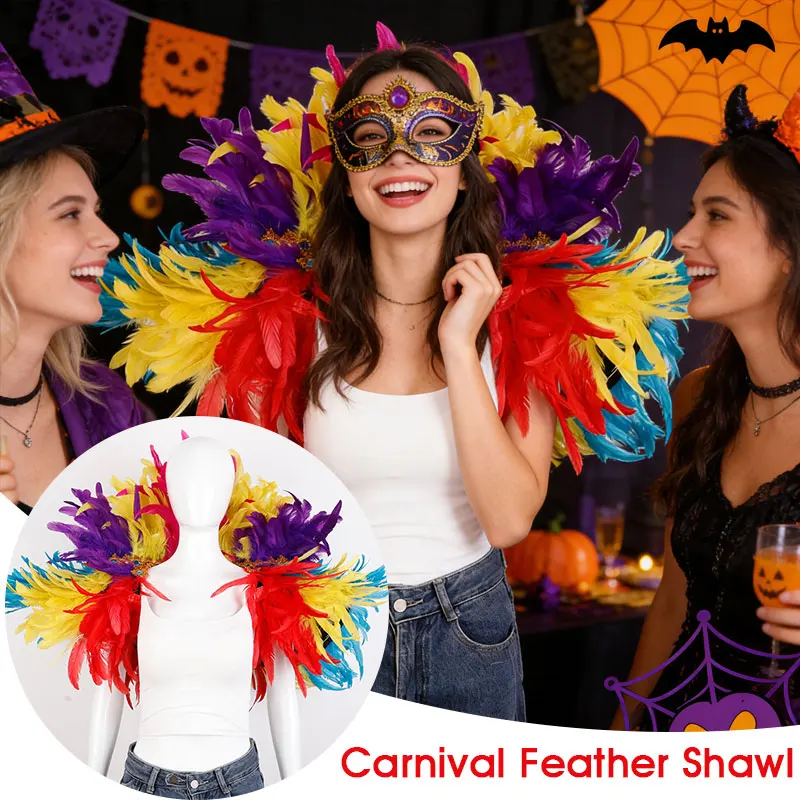 

Women's Feather Shawl Cape Cosplay Costume, Runway Performance Party Cloak Scarf for Dance & Stage Halloween Carnival