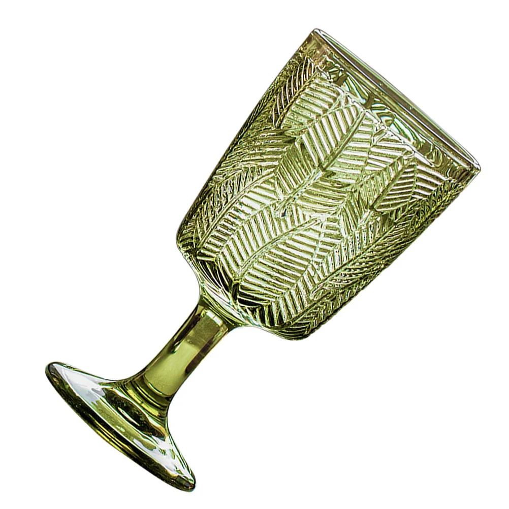 

300Ml Embossed Glass Wine Goblet Round Mouth Design for Drinking Whiskey Cocktails Water Easy to Clean Stable Table Use