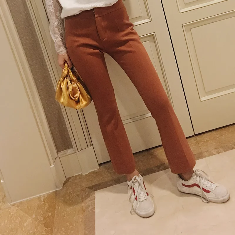 

VIMAS Осенние Новые Женские Повседневные Брюки-Клеш, Утягивающие Длинные Брюки Цвета Тыквы, Модные, Для Офиса и Повседневной Носки