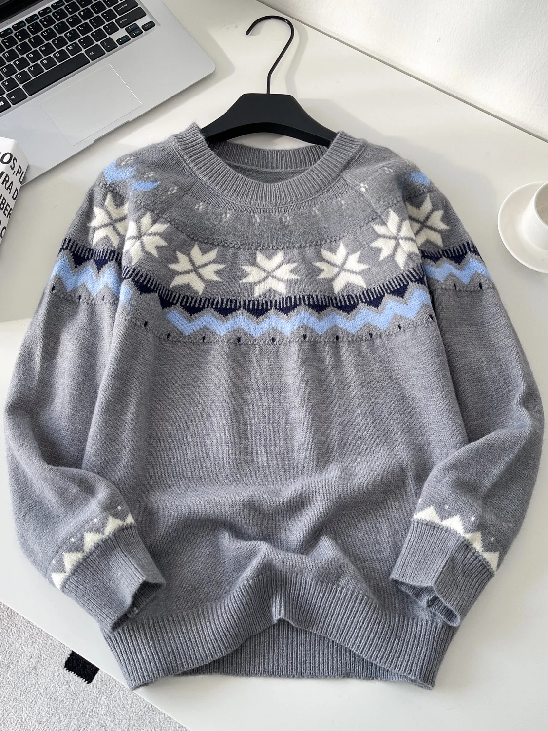 Loose Women's Sweater round Ne Print Knitted Top Lazy Sle Winter Warm Fing Casual Comfortable Faionable Autumn