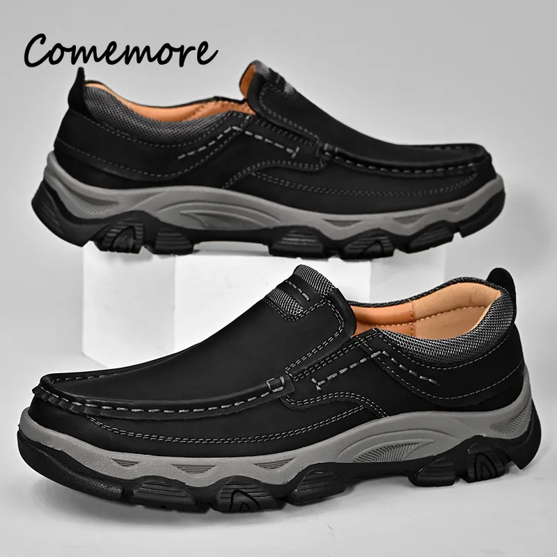 Comemore Men's Fashion Loafers Solid Color Low-Top Casual Shoes Simple Trendy Comfort Sneakers Office Business Hiking Footwears