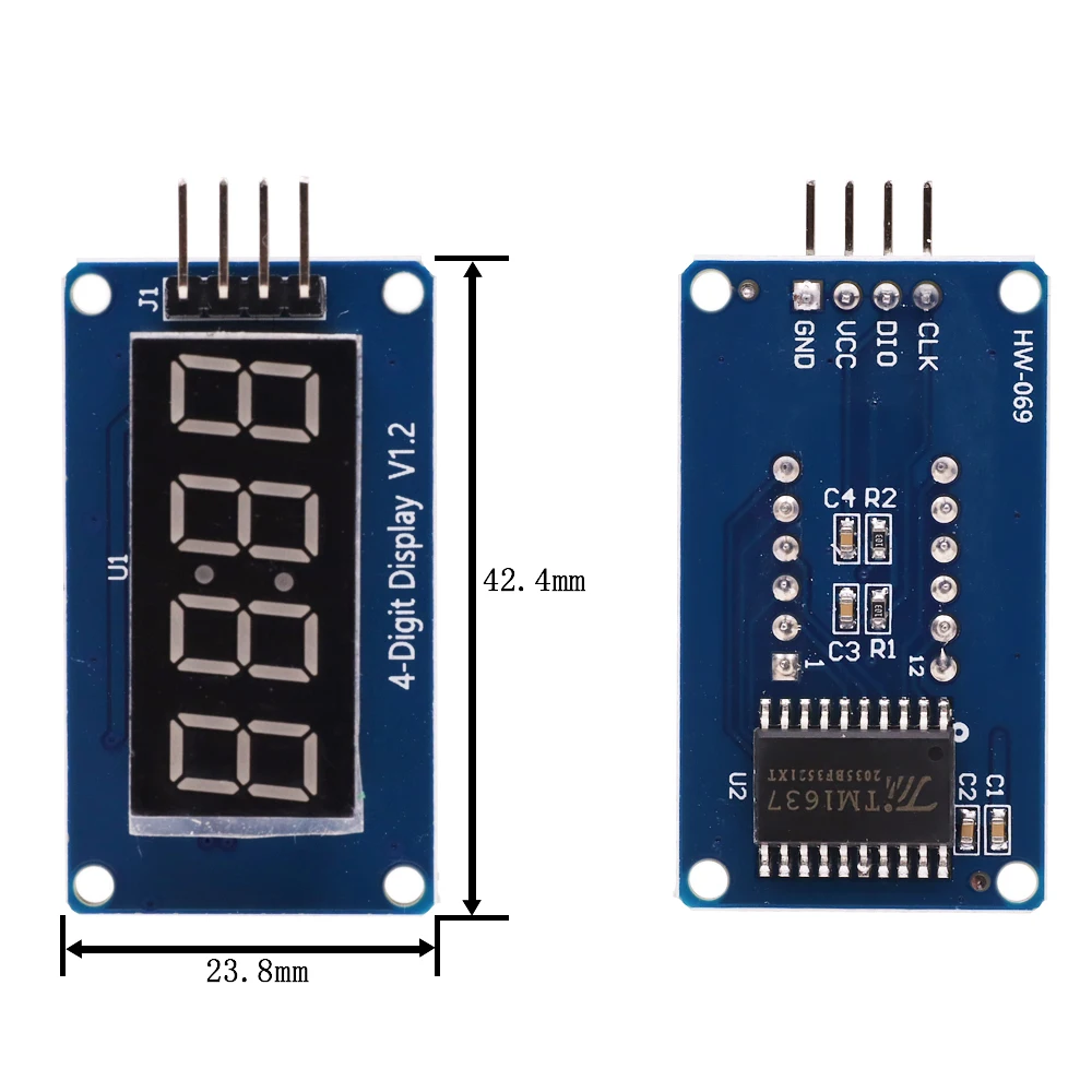 Arduino7セグメント用4ビットデジタルledディスプレイモジュール,0.36インチ,赤極管,4シリアルドライバーボードパック,1個,tm1637