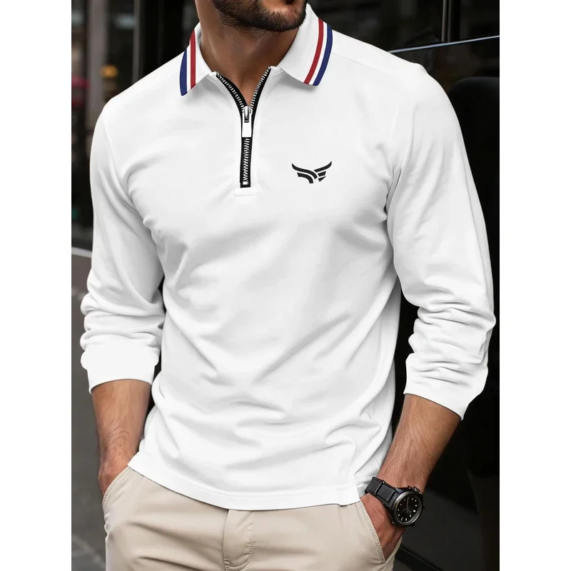 New spring polo T-shirt men's shirt long-sleeved casual sporty fashion flap polo men's lapel top T-shirt clothing