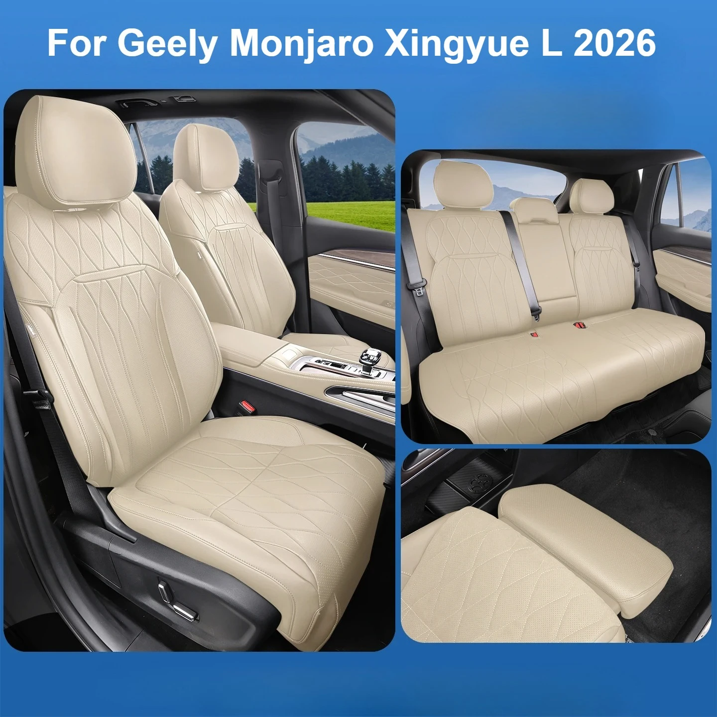 For Geely Monjaro Xingyue L 2026 2027 Car Seat Covers Breathable Leather Half Pack Seat Cushion Protector Interior Accessories