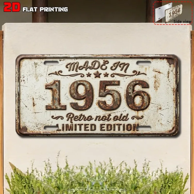2D Flat Sign License Plate Covers And Frames, 1956 Limited Edition Vintage Iron Sign, Home Decoration, Birthday Gift