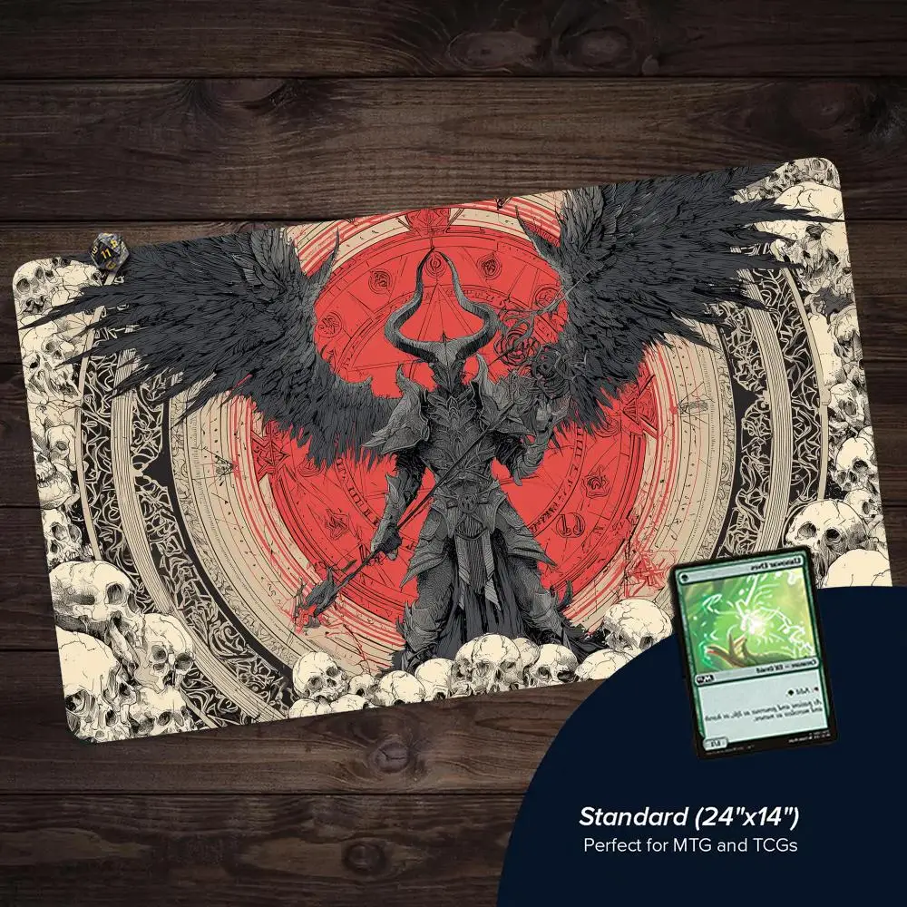 Gothic-style Goat-headed Demon TCG Playmat Magic Card Mat Stitched Edge Non-Slip Durable Tabletop Playmat Board Game Mat for TCG