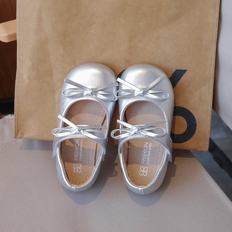 فتاة صغيرة أحذية من الجلد ربيع الخريف بسيط ربطة الأطفال الأميرة أحذية 2025 الاتجاه تنوعا طفل السببية موضة حذاء مسطح #3