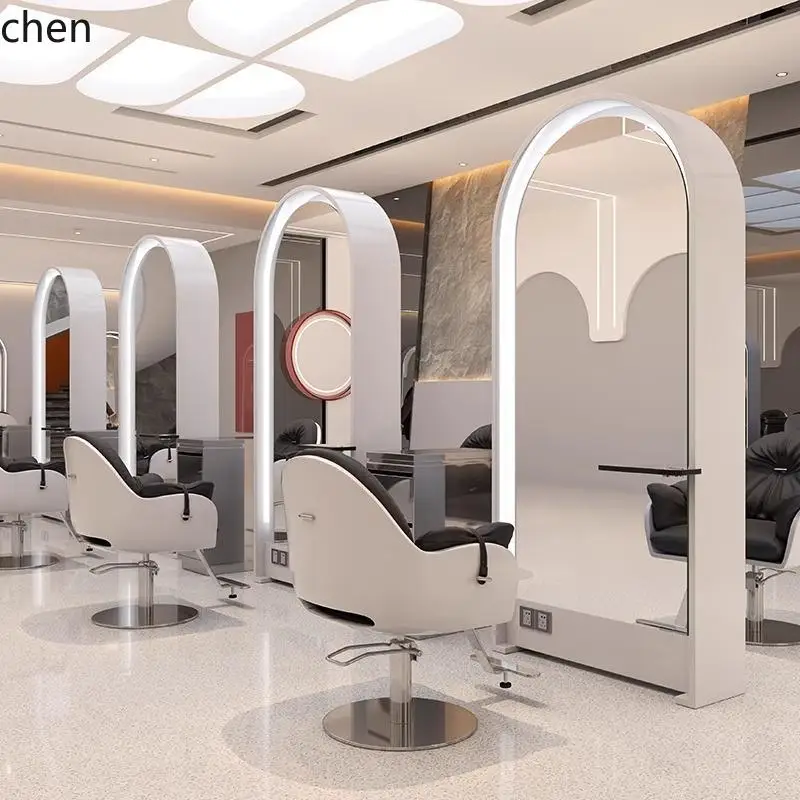 

ZML hair salon mirror stainless steel hair salon special single and double-sided floor-to-ceiling hair cutting mirror table