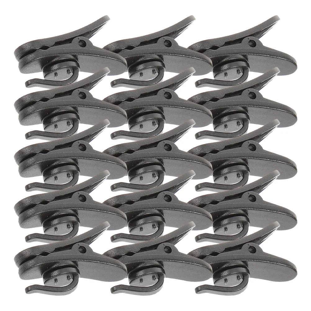 

15pcs Microphone Clips Cable Management Durable Lightweight Black Plastic Accessories Wire Holders for Clothing Mic
