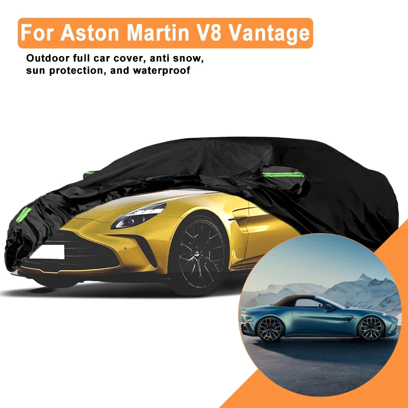 Full Car Cover For Aston Martin V8 All Weather Outdoor Snow Sun UV Dustproof with Reflective Strips Wind Straps