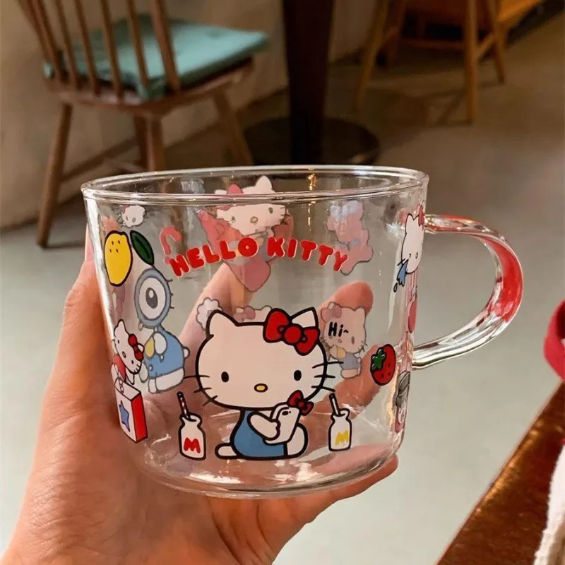 Hello Kitty Tasse Anime Cartoon Druck Zubehör Sanrio Kawaii Wohnheim Büro Kaffeetasse Frühstücks-Milchbecher Urlaubsgeschenke