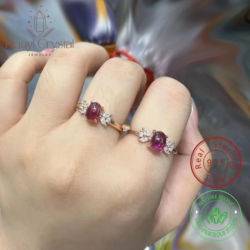 

Exquisite Fashion Genuine Natural Amethyst Garnet Ring 925 Sterling Silver Ring Women Fine Jewellery Gift