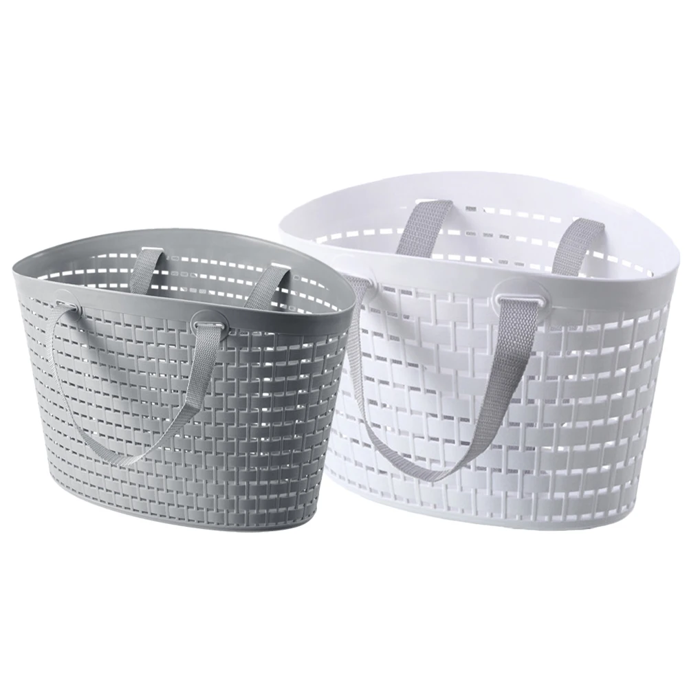 

2 Pcs Organizers Plastic Shopping Basket Storage Baskets Bathroom Organising for Laundry