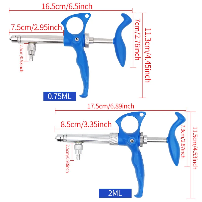 0.75Ml/2Ml Veterinary Continuous Vaccine Syringe Adjustable Quantitative Metal Continuous Syringe Livestock Veterinary Tools