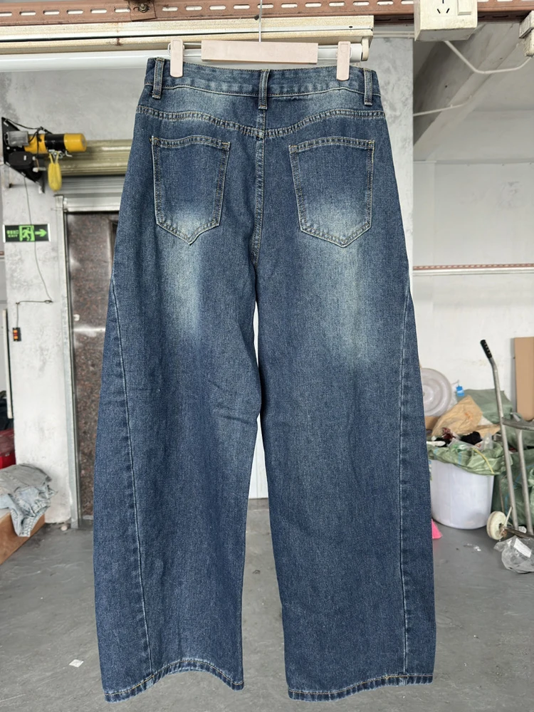Schicke Y2k-Style Damen High-Waist Wide-Leg Jeans mit Metallösen-Ausschnitten, Hohldesign, Lose Baggy Streetwear Vintage-Hose – Detail 8