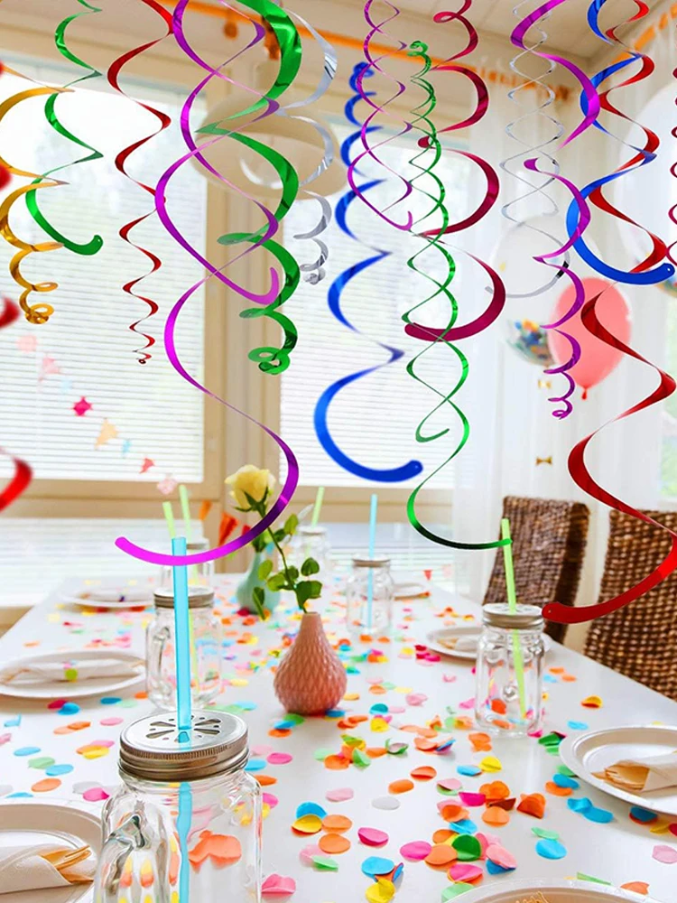 6 teile/satz Hängende Swirl Dekorationen Bunte Haushalt DIY Party Liefert Perfekt für Geburtstage Hochzeiten Feiern TMZ – Detail 6