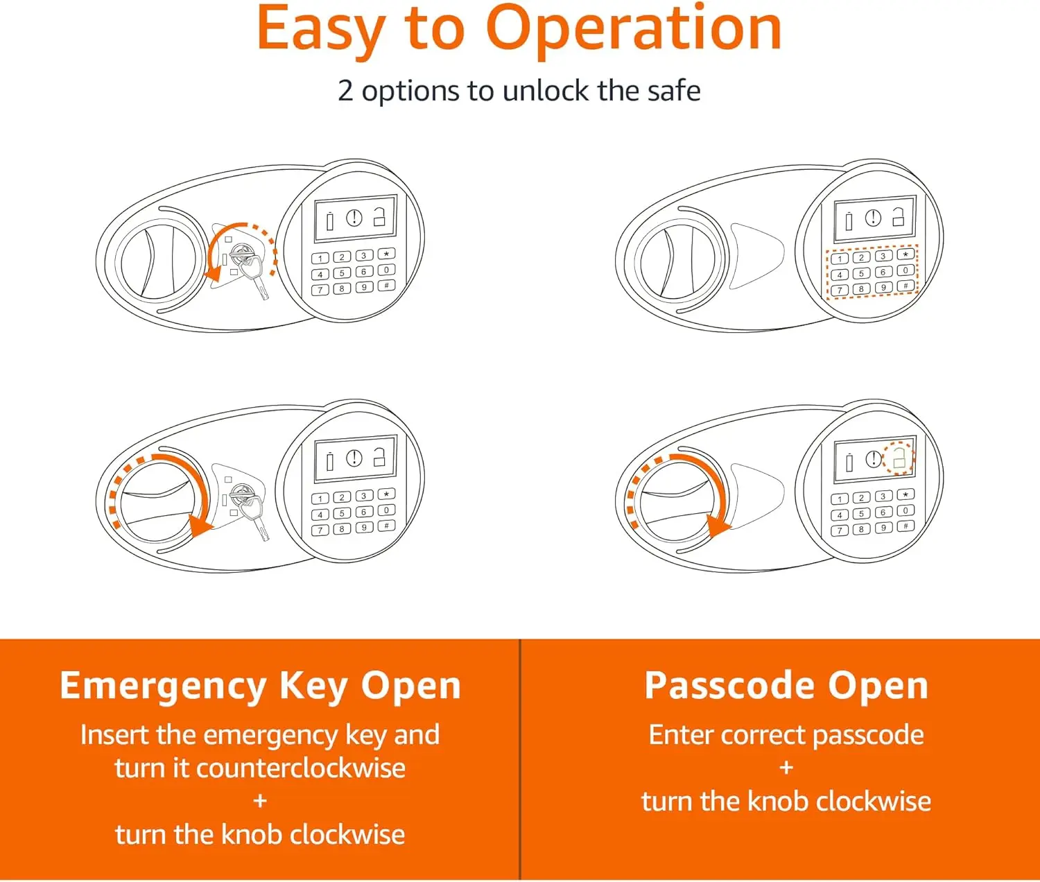 Cofre e caixa de segurança de aço com teclado eletrônico programável, para objetos de valor, dinheiro, joias, documentos, preto, 1 fo cúbico