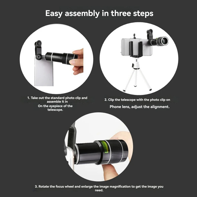 20X โทรศัพท์มือถือเลนส์เทเลโฟโต้ HD เลนส์กล้องภายนอกซูมโฟกัสเลนส์โทรศัพท์มือถือสําหรับการเดินทางดู