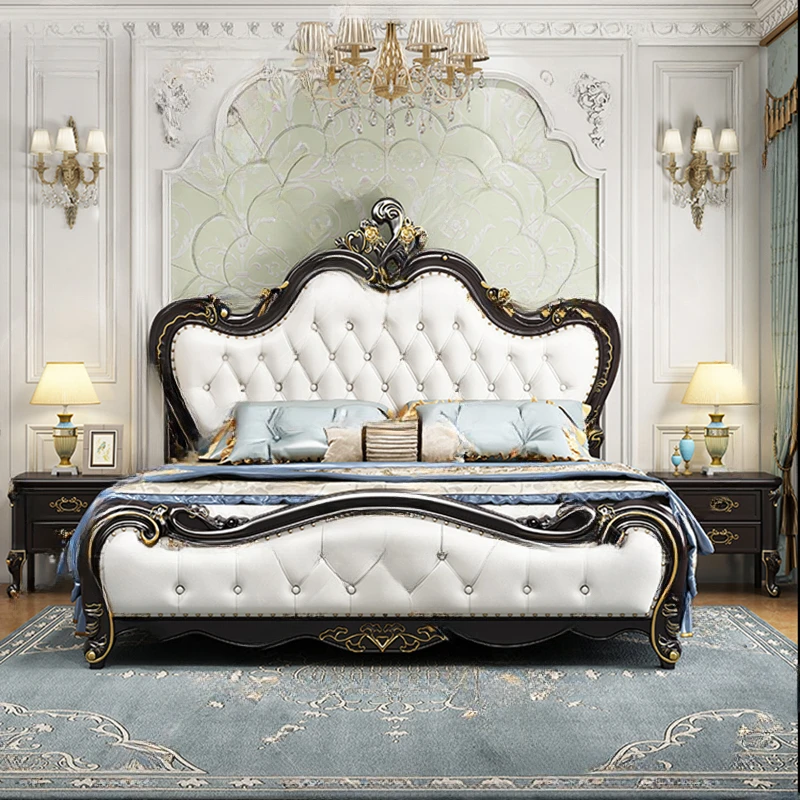 

Princess Pretty Double Bed Simple Storage Leather Luxury Queen Bed Comferter Wood Italian Cama Matrimonial Bedroom Furniture