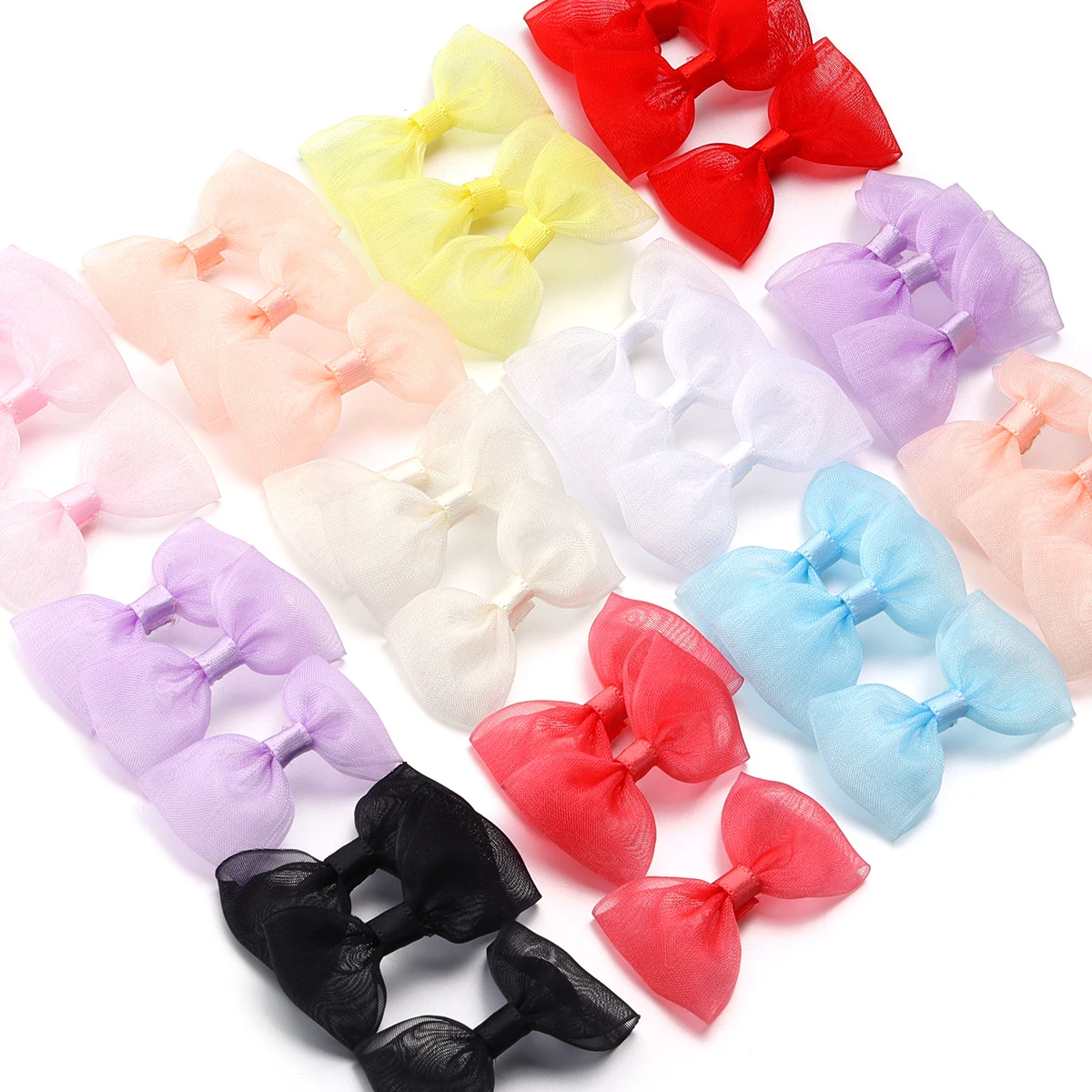 20Pcs fiocchi di garza di neve colore Chiffon fatto a mano piccoli fiocchi per gioielli fai da te copricapo indumento accessori per la decorazione