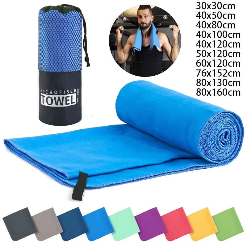 80 x 160 cm Mikrofaser-Handtuch für Reisen, Fitnessstudio, Camping, schnell trocknend, super saugfähig, ultra kompakt, leicht, Schwimmen, Yoga, Strandtuch