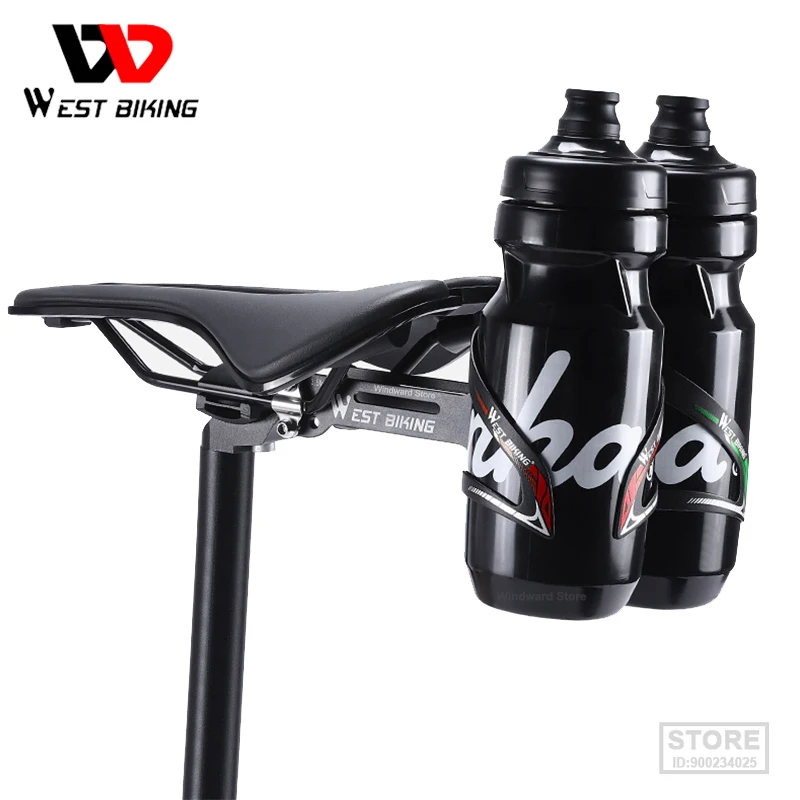 WEST BIKING Double Cup Bicycle Water Bottle Cage Saddle Extension Holder Cycling Kettle Brackets MTB Road Bike Accessories Parts