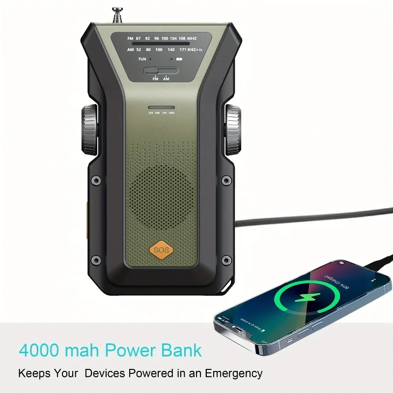 Power Bank Darurat Universal Tenaga Surya dan Engkol Tangan Model Terbaru 2025 dengan Lampu LED dan Fungsi Radio untuk IPhone Huawei