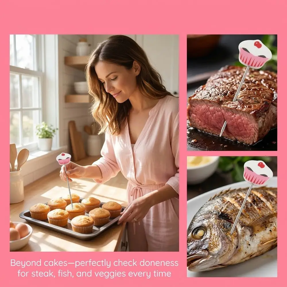 3Pcs Stainless Steel Cake Tester Non-slip Grip Easy Clean Cake Probe Accurate Multi-Purpose Baking Test Needle Home Kitchen