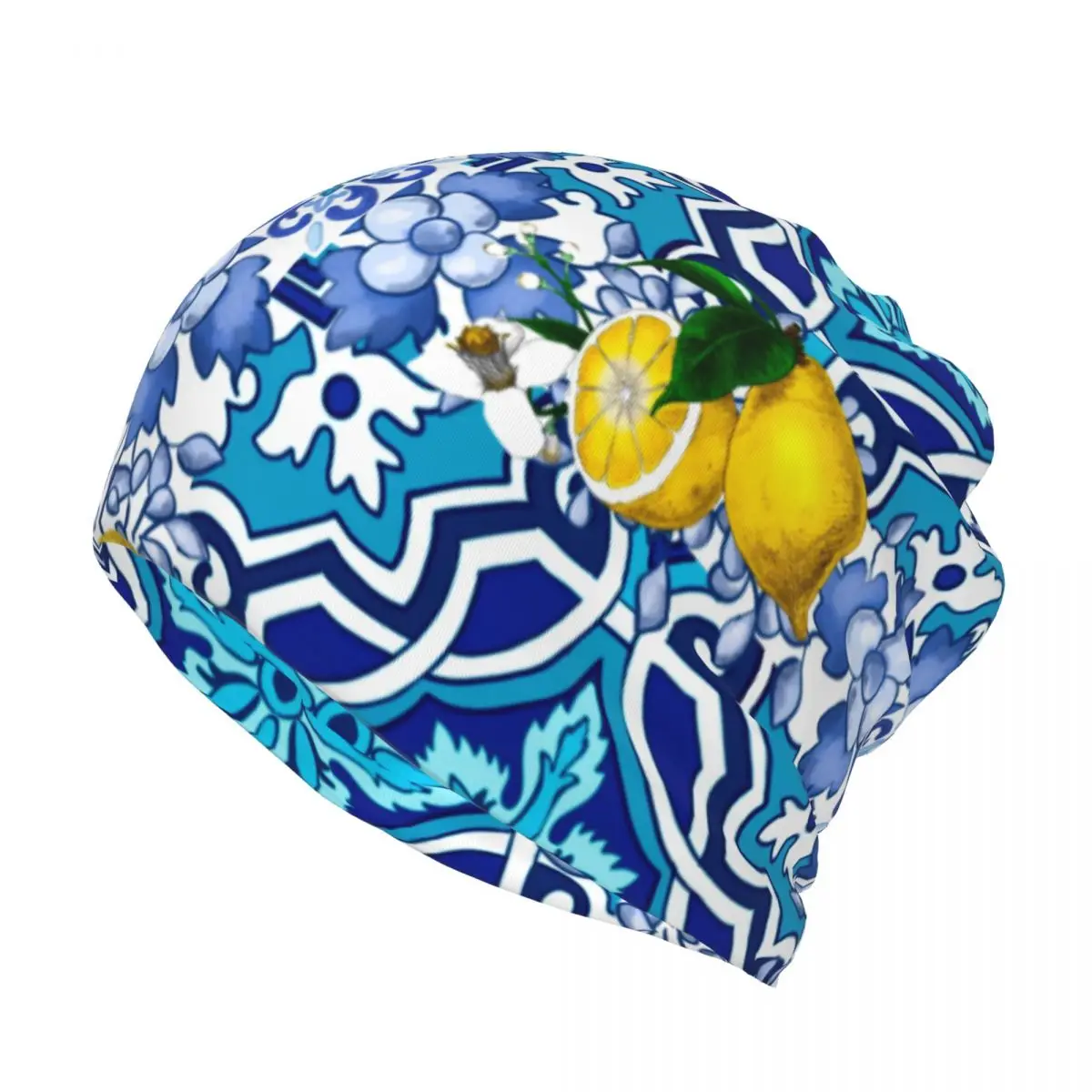 Custom Sicilian Tiles Lemons Citrus Skullies Beanies Caps Bandana Neck Gaiter UV Face Scarf Cover Headband Tube Balaclava