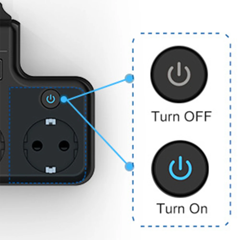 Imagem -04 - Tomada Múltipla eu Power Strip Comutável Individualmente Interpolada com Várias Portas Usb Comprimento do Cabo 10cm 16a 4000w Vias