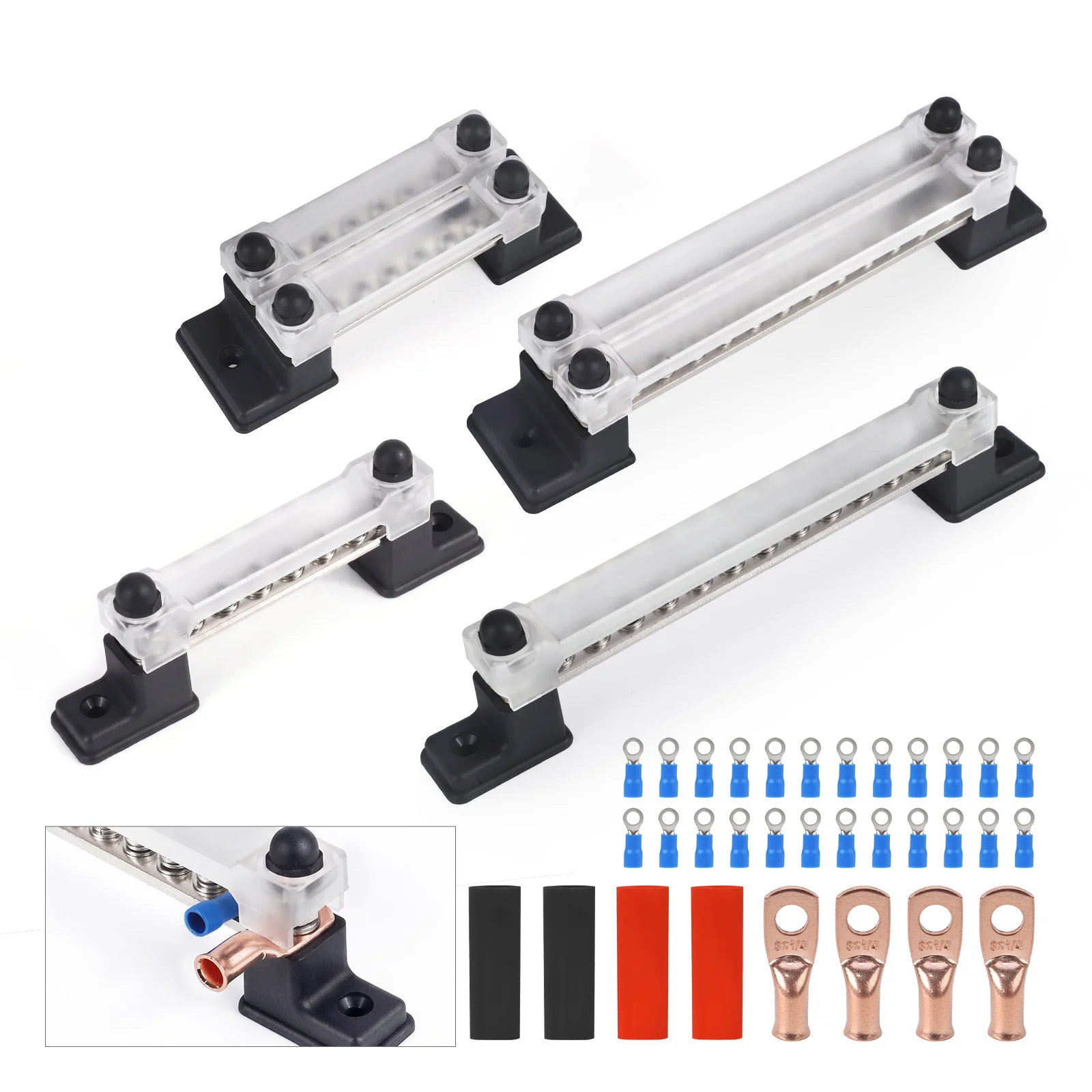 

12V-48V 150A Positive Negative Power Distribution Block Battery Terminal Studs Bus Bar 6/12 Way Double / Single Row For Car Boat