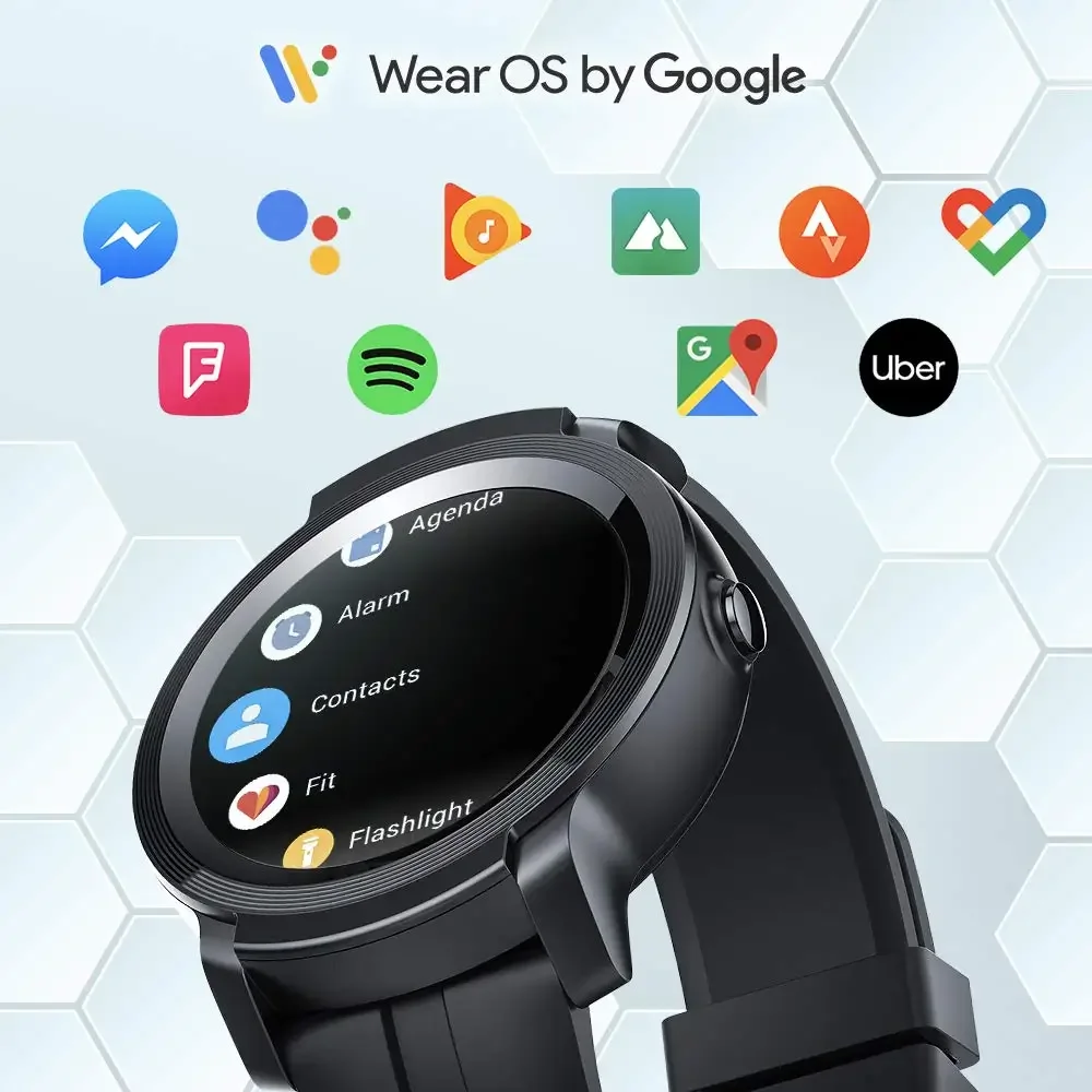 Ticsmartwatch E2สำหรับชุดผู้ชาย OS by Google สมาร์ทวอท์ช GPS 5ATM หน้าจอนาฬิกากีฬากันน้ำ iOS แอนดรอยด์