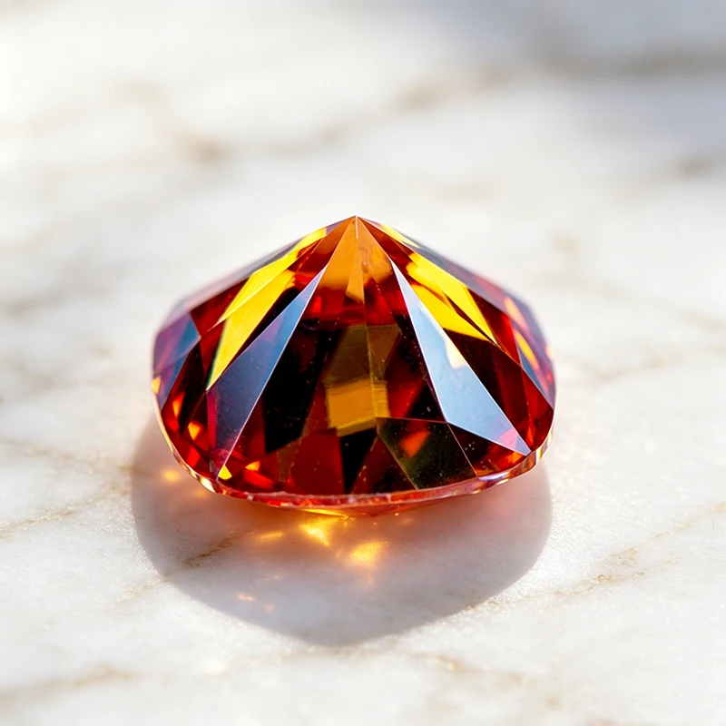 Moissanit-Stein in Orange, Kissenform, Edelstein für DIY-Schmuck wie Ringe, Halsketten, Ohrringe, Hauptmaterialien mit Zertifikat – Detail 2
