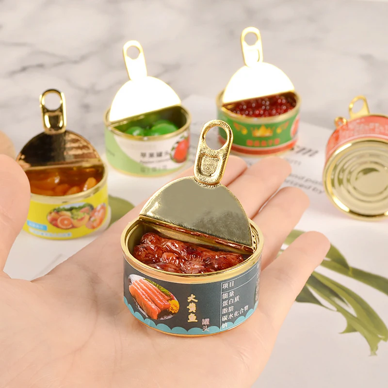 

1piece DollHouse Mini Resin Simulation Caviar Canned Fruit Canned Food Model Toy Doll House Kitchen Miniature Decor Accessories