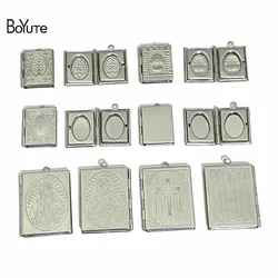 BoYuTe (20 Pieces/Lot) 316 Stainless Steel Book Shaped Locket Pendant Can Open Photo Locket Pendant Diy Jewelry Accessories