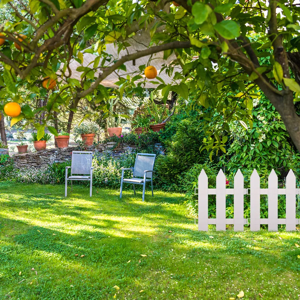 

5 Sets White Plastic Garden Fence 25L 30H Lawn Flowerbed Edging Decorative Picket for Terrace Yard Landscape Borders Plant
