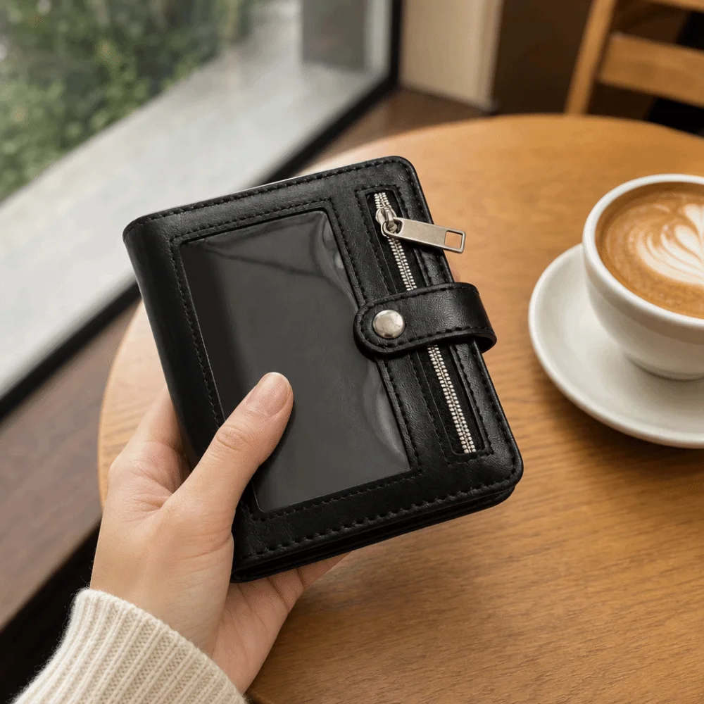 Portable PU Leather Binder Notebook Simple Style Multi-functional Photo Window Notebook Leather Cover Detachable