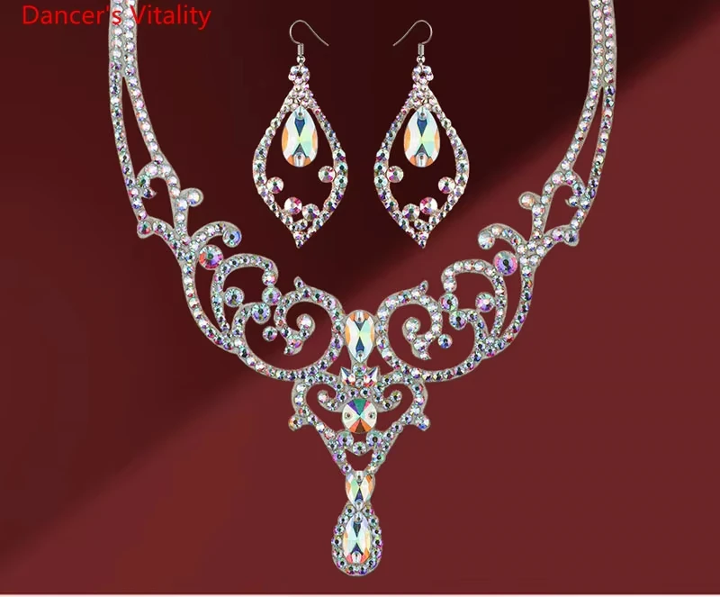 BELly Dance Accessories Women Necklace AB Stones Dancing Jewellery Latin Tango Dance Clothing adult bollywood jewellery