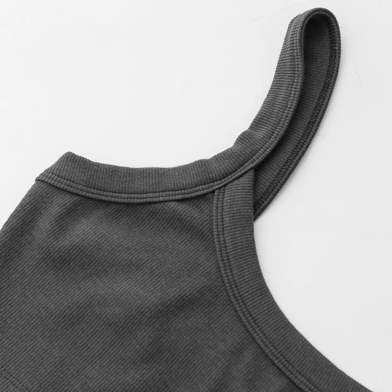 Gestrickte Baumwolle Frauen Rohr Top Stretchy Rippen Ärmellose Streetwear Schlank Weiß Crop Tops Sexy Sommer Tops Cami Femme – Detail 29