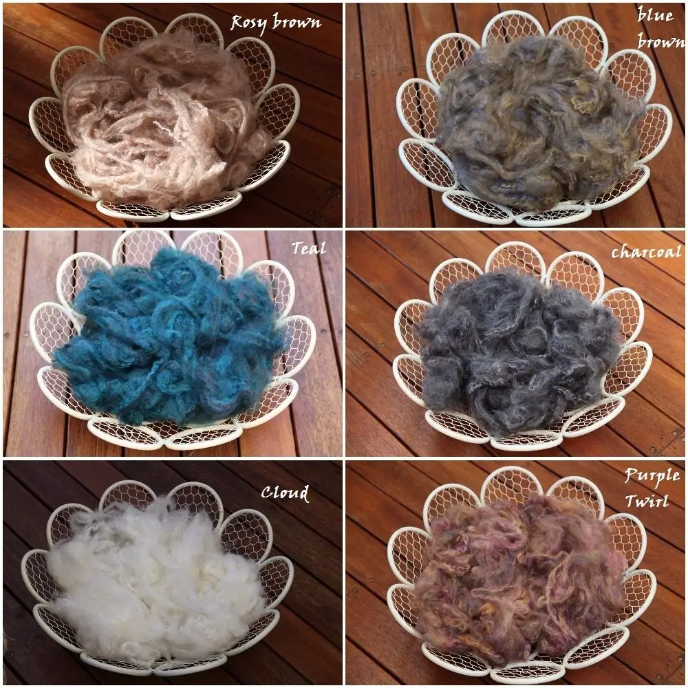 Newborn Photography Props Wool Fluff Basket Stuffer Filler Newborn Photo Background Blanket Merino Fotografia Accessory