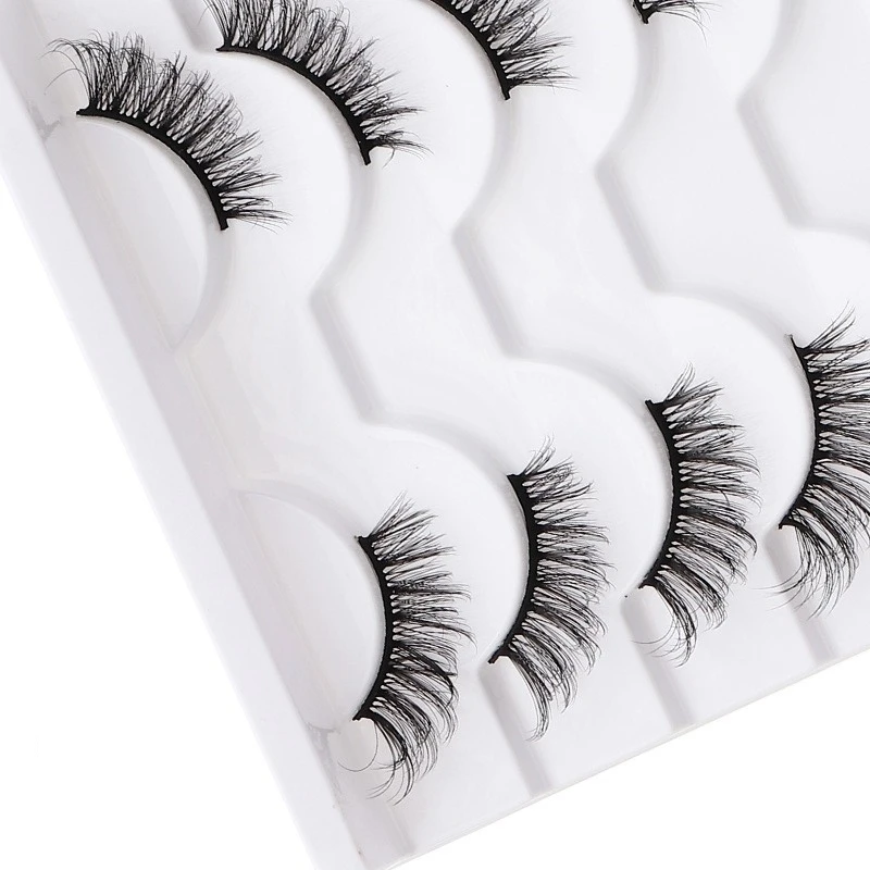 5 Tray/Bages 3D sterto Natural look flexible wispy Faux mink lashes Half Flase eyelashes with Personlized