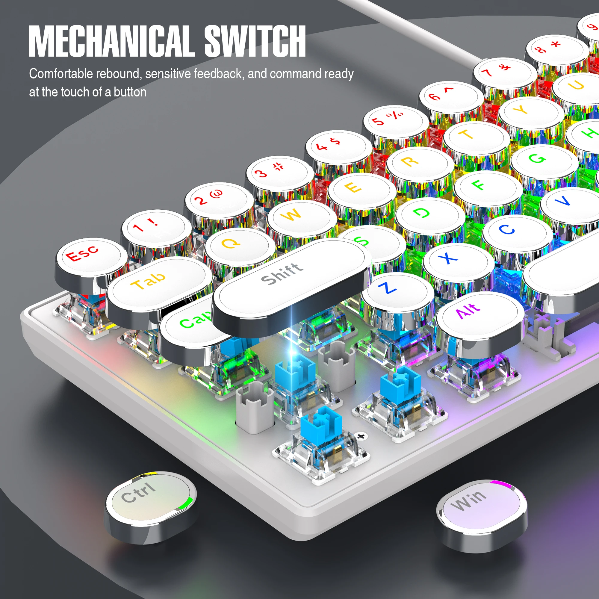Tastiera da gioco meccanica cablata al 65%, retroilluminazione arcobaleno RGB con tasti a freccia, mini tastiera ultracompatta a 68 tasti con hot-swappa