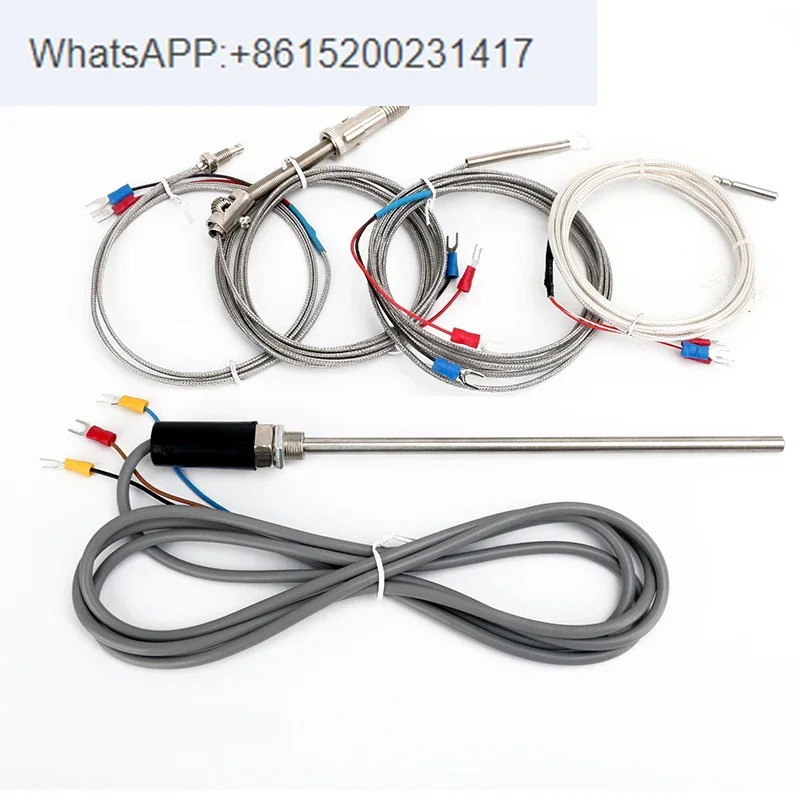 K/E type screw M6 thread temperature sensor probe PT100 thermal resistance compression spring type (10PCS)