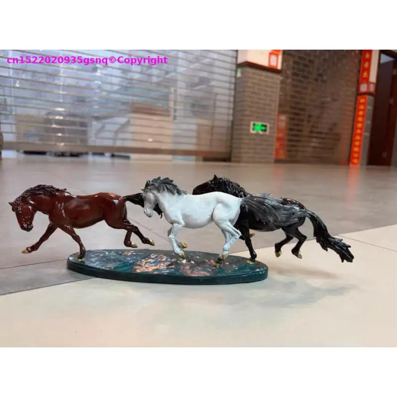 Exclusive TOP COOL lucky bronze Carving animal ornament horse copper sculpture group galloping horse home office bar decoration