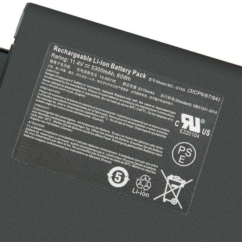 New 11.4V 5300mAh Laptop Battery G15G For ASUS ThundeRobot 911 targa T6A T6C T6D T5TB MACHENIKE F117-S F117-S6 F117-Si2 F117-Si3