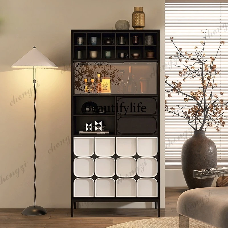 Italian minimalist paint Duobao Pavilion tea cabinet Modern living room glass display Large capacity wine cabinet